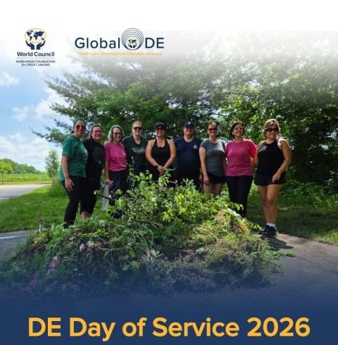 DE Day of Service 2026: team members from World Council of Credit Unions (WOCCU) and WFCU volunteer at Agrace (Madison, WI).