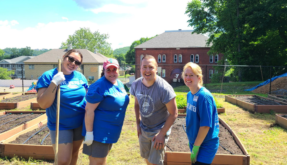 Group working in garden on 2022 DE Day of Service