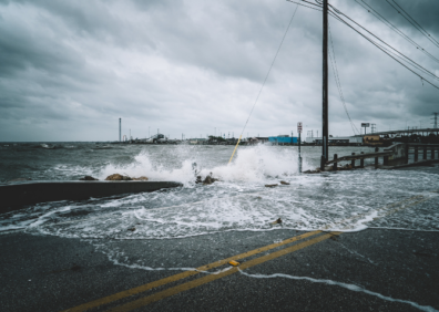 Storm waves hitting shore