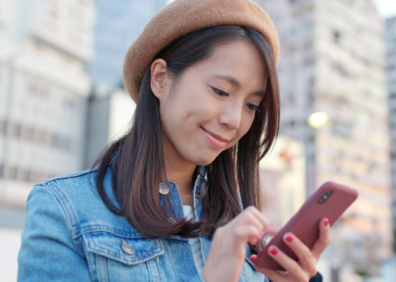 Woman looking at cell phone