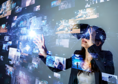 Woman experiencing virtual reality