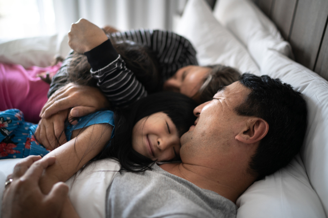 Picture of a family used to announce the FinHealth Fund