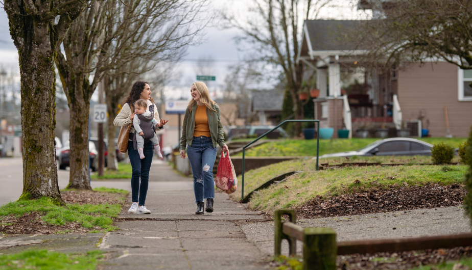 Two women walking