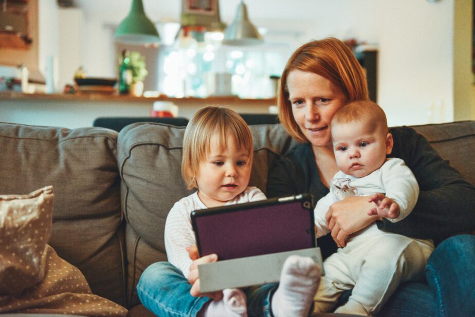 A woman and her children