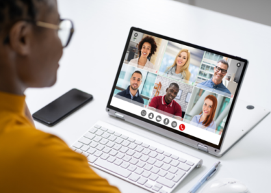 Woman at virtual conference