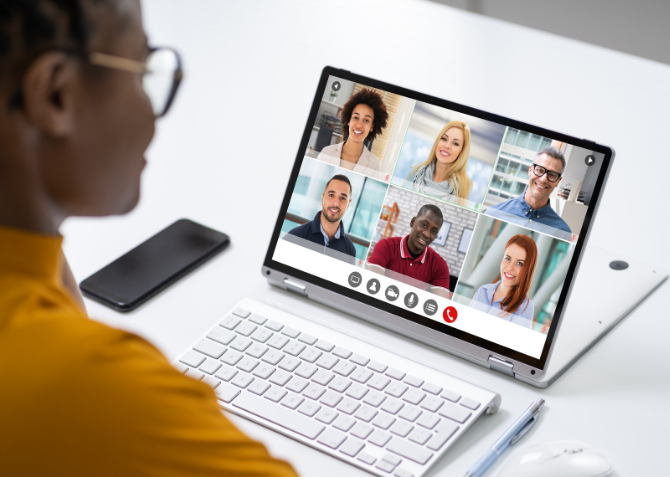 Woman at virtual conference