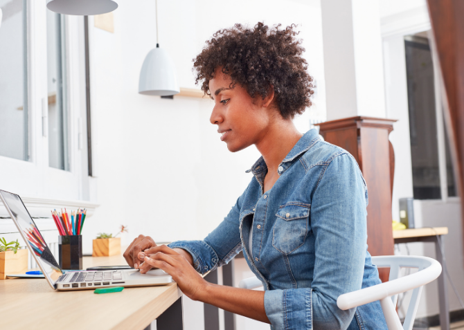 Woman working at laptop