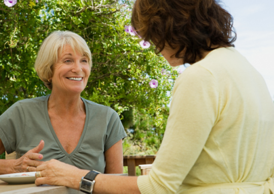 Women talking and planning