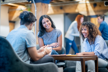 Young people sitting and talking with each other