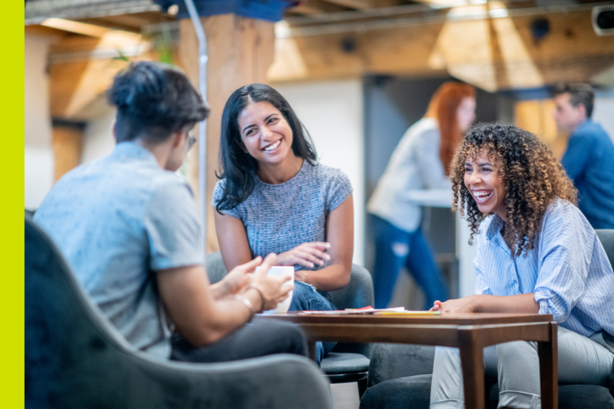 Young people sitting and talking with one another