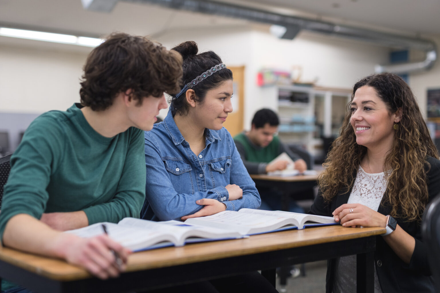Teacher with young adults