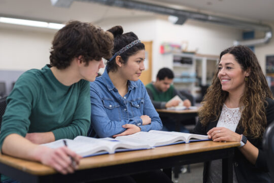 Teacher with young adults